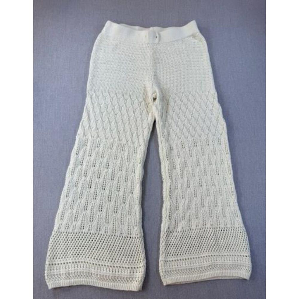 Z Supply Adia Crochet Knit Wide Leg Pants Sea Salt Ivory Size S